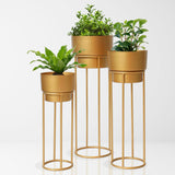 Gold Metal Planters - Pack of 3