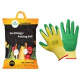 TrustBasket Enriched Organic Earth Magic Potting Soil (5kg) +   Heavy Duty Garden Hand Gloves 2 Count (Pack Of 1)