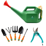 TrustBasket 7 Pcs Durable Multi-Purpose Garden Tool Kit + Watering Can for Home Garden | Trowel, Fork, Weeder, Cultivator, Pruner, Watering Can