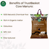 TrustBasket Cow Dung Manure for Plants - 5 Kg + Organic Vermicompost Fertilizer Manure For Plants 5 Kg | Fertilizer for plants | Manure for home gardening