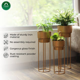 Gold Metal Planters - Pack of 3