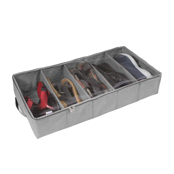 UnderBed Storage, F1616,Underbed Shoe Organizer, Grey, (F1616_UB_5S_Grey)