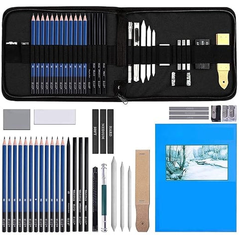  - Angel Bear 35 Pieces Professional Drawing Pencils and Sketch Kit for Artist