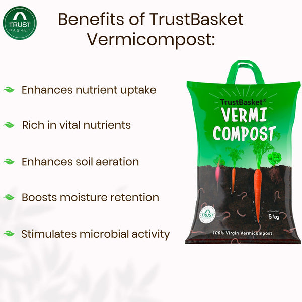 TrustBasket Nutrient Rich Organic Vermicompost Fertilizer Manure For Plants | Vermicompost For Plants | Compost For Plants Home Garden