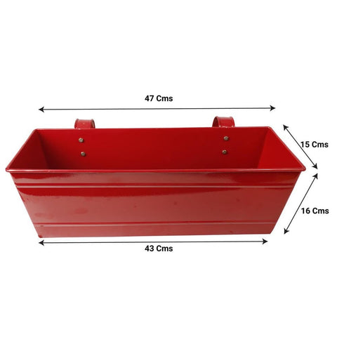 Rectangular Railing Planter - Red (18 Inch)