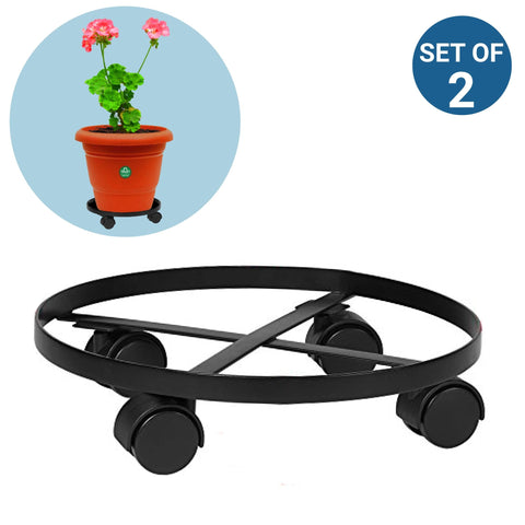 TrustBasket Wrought Iron Wheels Pot Stand