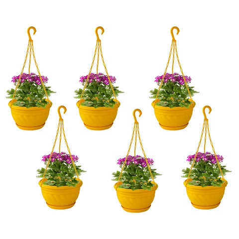 Colorful Plastic Hanging Basket with Bottom Saucer